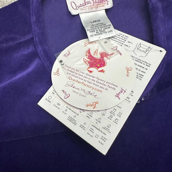 Quacker Factory Lounge Set Womens Large Purple Velour Rhinestone Cozy Pants - Picture 7 of 16